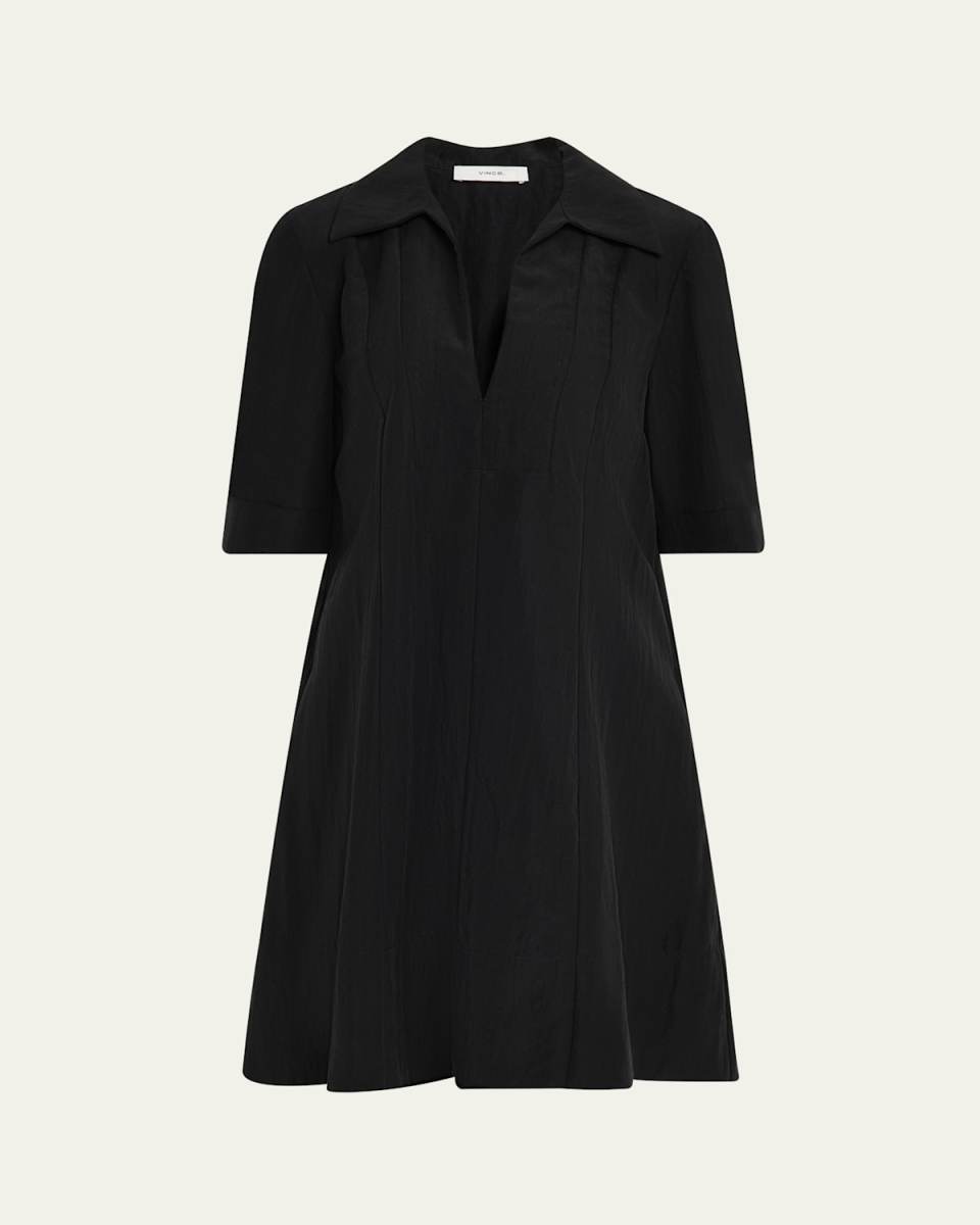 Short-Sleeve A-Line Short Dress